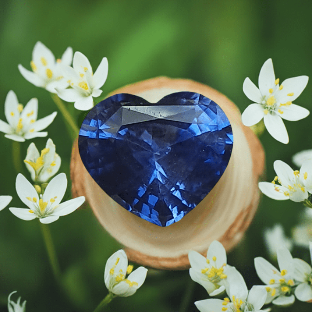 Heart Shaped Natural Blue Sapphire with table