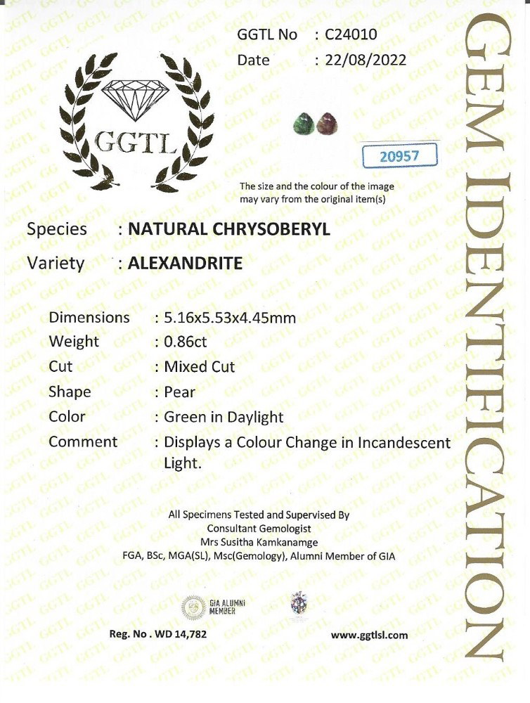 Alexandrite - Certificate 